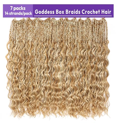 24 Inch Goddess Box Braids Crochet Hair - Boho Pre-Looped Synthetic Braids (Pack of 7) - Natural Look & Easy Installation