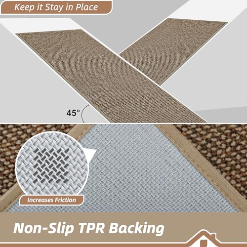 BEQHAUSE Taupe 2.6x10 ft Non-Slip Washable Hallway Runner Rug