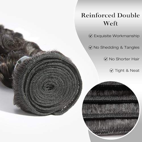 Deep Wave Human Hair Bundles - Unprocessed Cambodian 20 Inch Natural Black