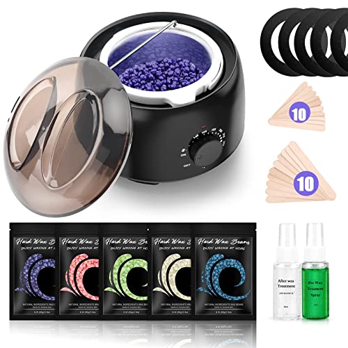 Black Waxing Kit with Warmer & Hard Wax Beans for Hair Removal - Full Body & Face