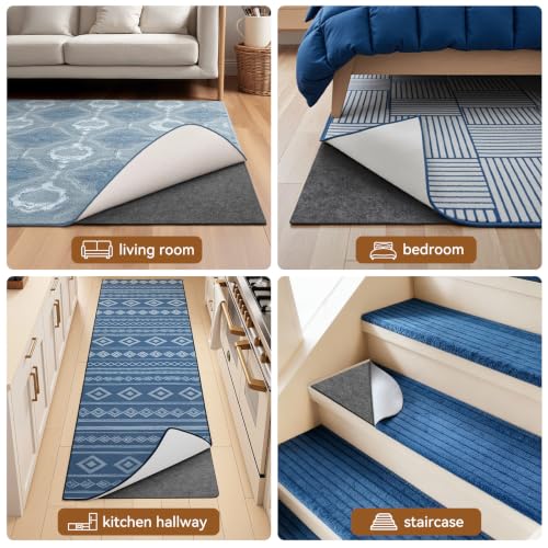 Dark Gray 9'x12' Non-Slip Rug Pad Cushioned Underlay for Hardwood & Tile Floors