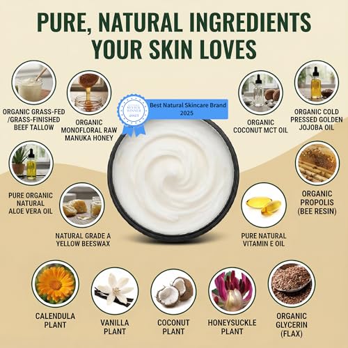 Natural Beef Tallow & Manuka Honey Face & Body Moisturizer for Dry Skin