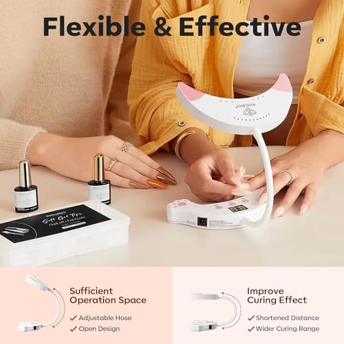 modelones UV LED Nail Lamp, Gooseneck UV Light for Gel Nails, 48 W Nail Light for Gel Polish with 3 Timers and LCD Display, LED Lamp for Fast Curing Gifts for Women Girls
