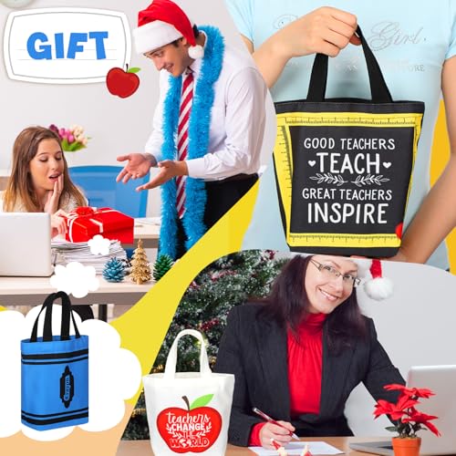 Paterr Teacher Appreciation Gift Bulk Canvas Tote Bag Pencil Pouch Makeup Bags Thank You Teacher Gifts for Women Supplies