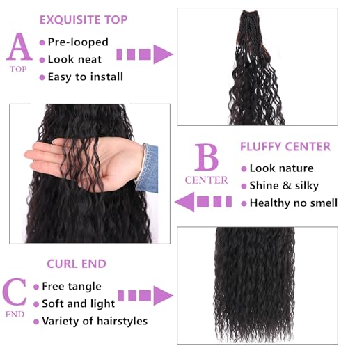 Pre-Looped Micro Brazilian Curly Crochet Hair 24 Inch - Pack of 8, Color 1B#