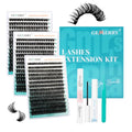 GEMERRY Lashes Clusters Kit Thick Lash Clusters 3 Styles 840Pcs Fluffy Lash Clusters Kit with Waterproof Bond and Seal Remover Tweezers for Beginners(60D+80D+100D)