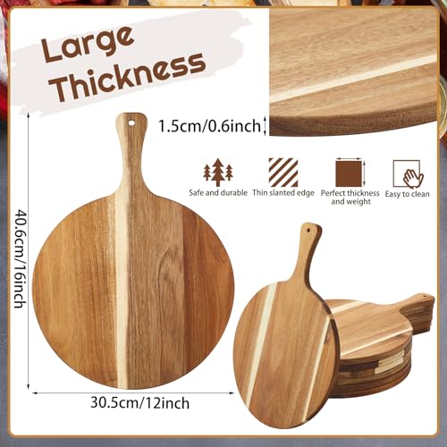 Round Acacia Wood Cutting Boards Set of 6 - 12 x 16 Inch Kitchen Serving Trays - Variation of 6 / 12 x 16 Inch