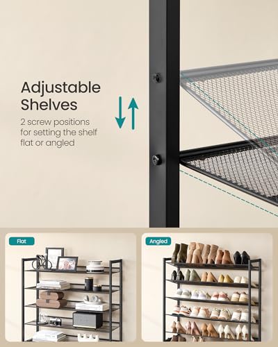 SONGMICS Ink Black 10-Tier Metal Shoe Rack Organizer Holds 40-50 Pairs