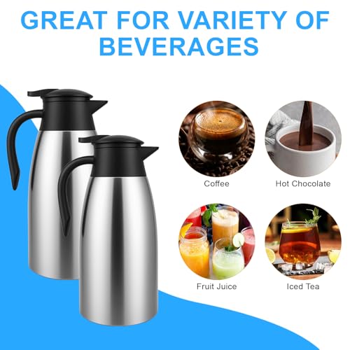 4Pcs 68Oz Insulated Coffee Carafes Set Double Walled Stainless Steel Keeps Hot 12H Cold 24H With Brushes