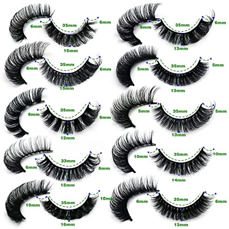 3D Plant Fibre Russian Strip Lashes - D Curl Lash Strips, Wispy Mink Eyelashes, Faux Mink Eyelashes Natural Look(SDC-MIX)