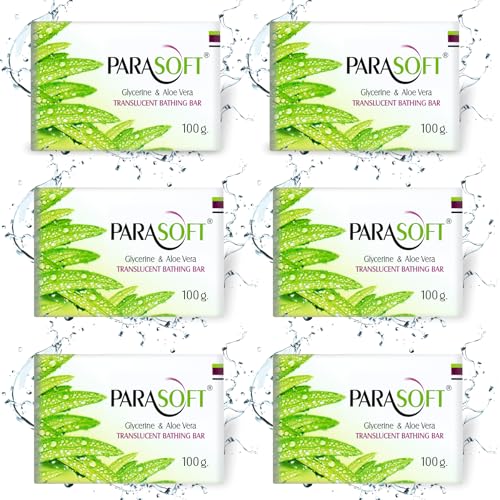 Parasoft Moisturising, Cleansing Body Soap with the Goodness of Aloe Vera & Glycerine For Dry Skin, Nourishing Daily Bathing Bar For Sensitive Skin -100 gm (Pack of 6)