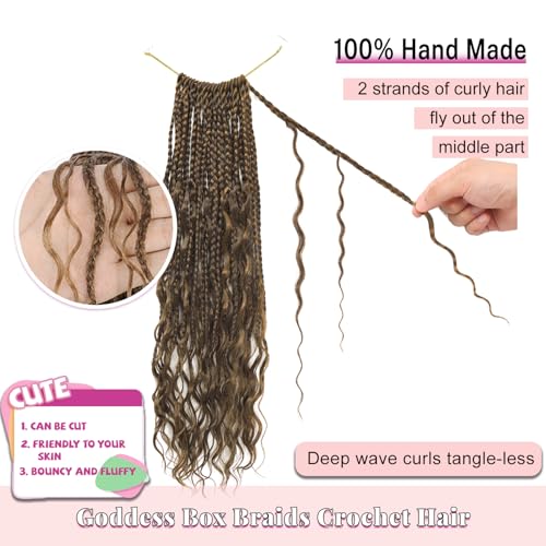 24 Inch Bohemian Box Braids Crochet Hair for Black Women - Chocolate Brown Mix Camel Blonde M33/30/27