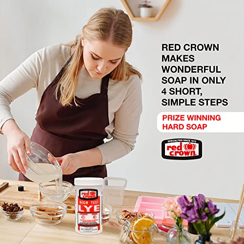 Red Crown Food-Grade Lye for Soap Making & Cleaning, 4 Pack 2.2 lbs