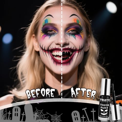 Professional Halloween Black Tooth Paint, Temporary Black Tooth Paint£¬Decayed Rotten Cruddy Missing Teeth Makeup, Perfect for Cosplay, Halloween Makeup, Theater, Costume Party
