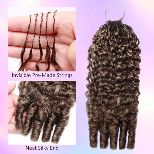 Ombre P4/27/30 Burmese Curly Human Hair Extensions 18 Inch Pre-Separated Feather Crochet with Spiral Curl Ends for Black Women