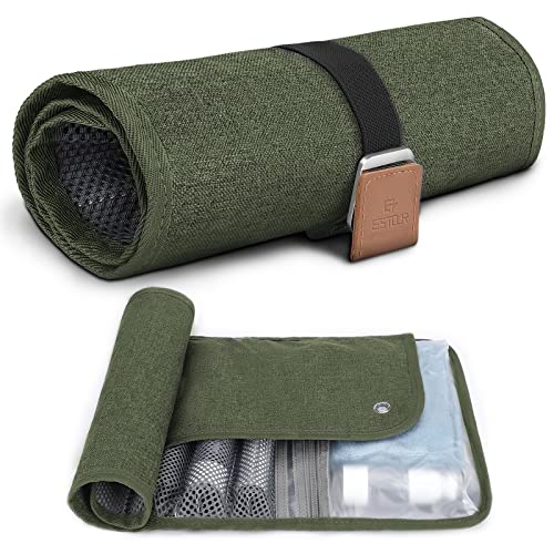 Toiletry Bag for Men, Travel Essentials Travel Toiletry Bag, Water-Resistant Compact Bathroom Roll Organizer for Hygiene, Shaving kit, Gifts for men (4.Army Green(Polyster))