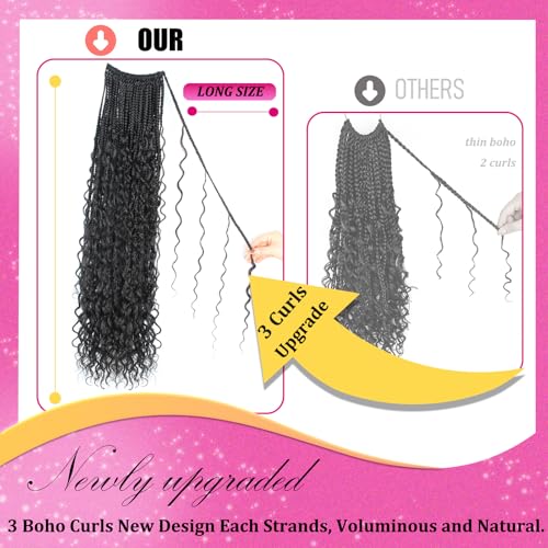 Haftaluv 14 Inch Boho Crochet Goddess Box Braids Hair - Pack of 8, 1B