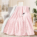 MAXEVE Pink Twin Heated Blanket 62" x 84" Faux Rabbit Fur Sherpa Electric