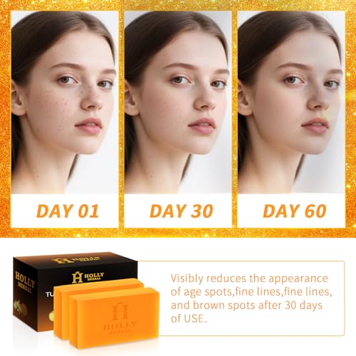 XXL 2.84oz Turmeric Soap Bar - Kojic Acid Soap Dark Spot Remover & Scars - Original Japanese Complex Vitamin C Collagen Shea Butter Retinol Acid Dark Spot Remover for Face Body Skin