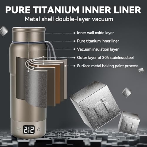 Gary 520ML Titanium Travel Electric Kettle - Dual Voltage 12 Temp Control Gray