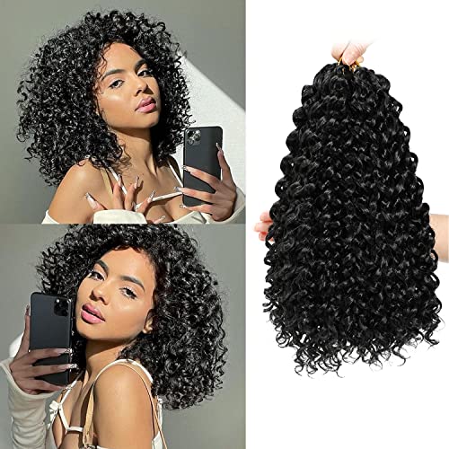 Gogo Curl Short Curly Crochet Hair - 12 Inch, 8 Packs for Black Women - Beach Curl, Deep Wave, Water Wave Braids - Synthetic Hair Extensions (12 Inch, 8 Packs, 1B)