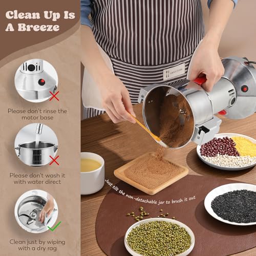 Electric Grain Mill Grinder 300g Upright Silver 110V - Moongiantgo