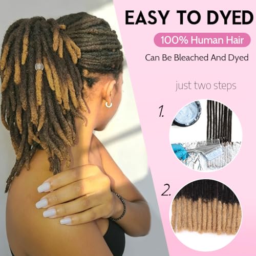 Dreadlock Extensions for Men Women 14 Inch 0.4cm 10 Strands Natural Black Handmade Locs
