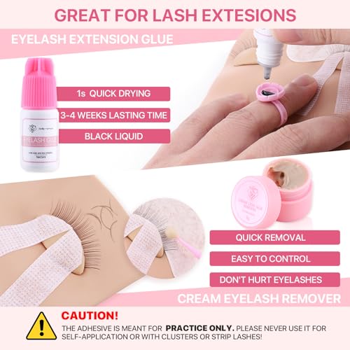 Eyelash Extension Practice Kit with Silicone Mannequin Head & Tools - Lash Training Set