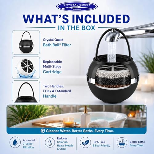 Black Bathtub Water Filter - Removes Chlorine & Lead, BPA-Free