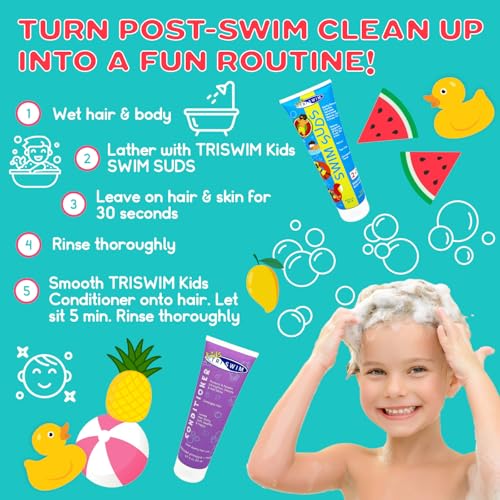 Kids Swim Shampoo & Conditioner Set with Tropical Scent - Pineapple & Mango - 8.5 Fl Oz, Pack of 2