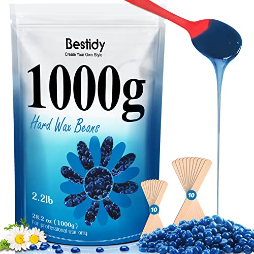 Bestidy Blue Hard Wax Beads for Hair Removal 1000g - Coarse & All Body Use