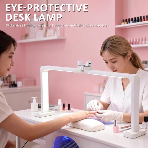 Half Moon Light for Nail Desk, 33 Inch Nail Tech Desk Lamp Stepless Adjustment Lash Lamp for Eyelash Extensions, Manicure, Tattoo Lighting Lamp (Bright White)