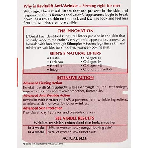 L¡¯Oreal ParisRevitalift Face & Neck Anti-Wrinkle & Firming Moisturizer Day Cream 1.70 oz (Pack of 4)