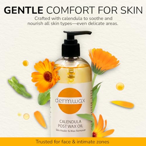 Calendula Post Wax Oil 16oz ? Post Wax Oil That Helps Calm Skin Instantly After Waxing ? Gentle Post Wax Care for All Skin Types ? Helps Remove Wax Residue ? Paraben & Alcohol-Free