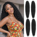 Deep Wave Feather Crochet Hair 200 Strands 18 Inch 1B for Black Women - Knotless, Natural Look