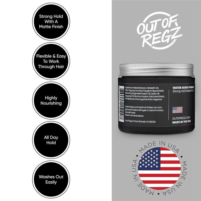 Fresh Out of Regz Operator Water Based Pomade - Strong Hold, Natural Matte Finish