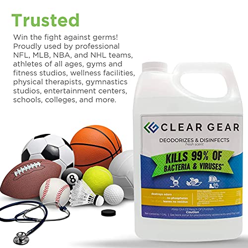 Clear Gear Disinfectant & Deodorizer for Sports Equipment 128 Fl Oz (1 Gallon) - EPA-Registered