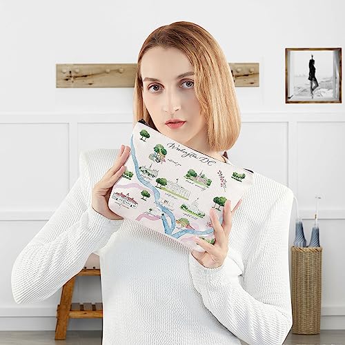 WZMPA Washington DC City Map Cosmetic Bag - Travel Souvenir Gift - Long Distance Relationship Makeup Zipper Pouch Bag