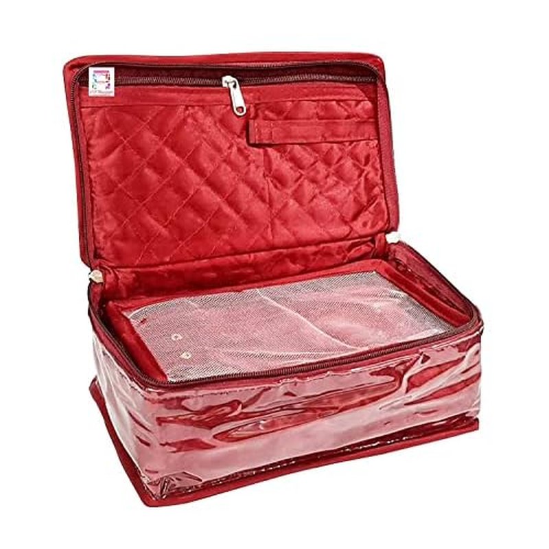 atorakushon Combo Satin Makeup Pouches Vanity Jewellery Traveling Organizer Storage Box Cosmetic carry it along anywhere easily For Women Maroon