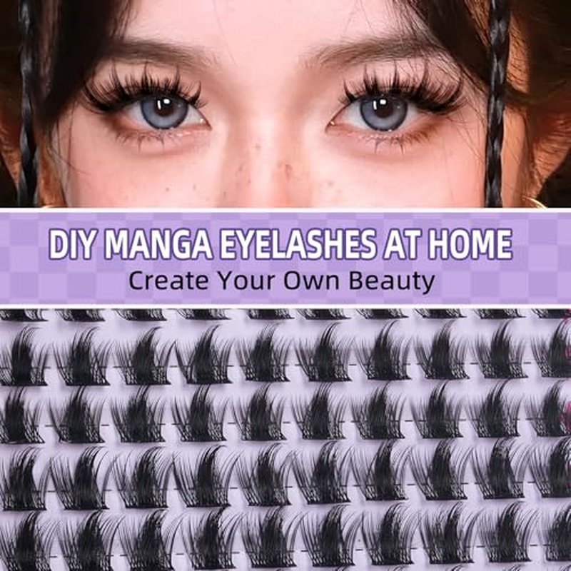 B&Q Manga Lash Clusters Kit 8-18mm California Sunset Lash Clusters 0.2mm Ultra-Thin Band Eyelash Extension Kit Spike Eyelash Clusters Waterproof DIY Lash for Beginners at Home(KIT-Anime 01)