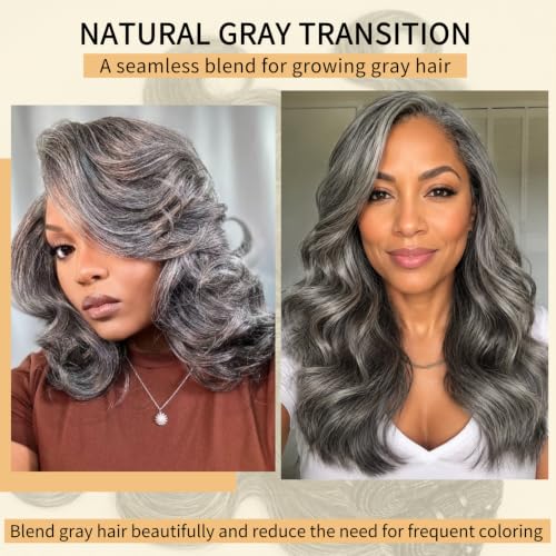 SIYUSI Gray Human Hair Bundles 16 Inch Wavy Curly Salt & Pepper Natural Color