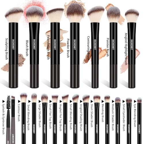 HGHDBT 57pcs Black Makeup Brush Set with Case - Professional Synthetic Face & Eye Brushes