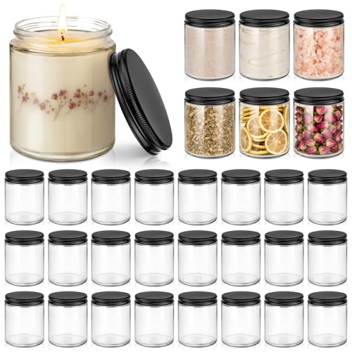 Clear Glass Jars with Metal Lids 8oz - 24 Pack, Candle Making & Storage