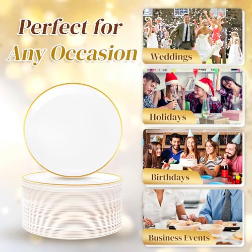 White Gold 400pcs Dessert Plates & Forks Set for Parties & Weddings