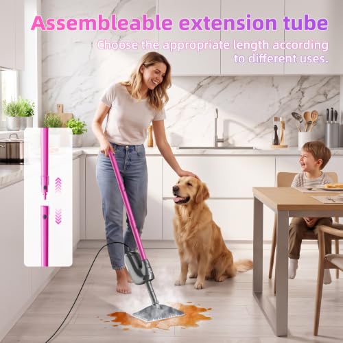 Pink & Grey 9-in-1 Multi-Surface Steam Mop & Handheld Cleaner