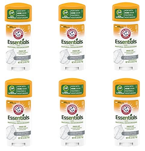 Arm & Hammer Essentials Unscented Solid Deodorant - 2.5 oz, Pack of 6 - Includes 15 oz Variant