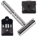 Travel Safety Razor - Compact Double Edge Safety Razor with Leather Case
