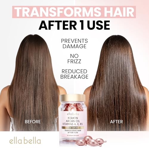 Keratin Hair Serum with Argan Oil & Vitamins - Hair Treatment Capsules