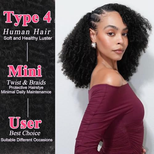 Afro Kinkys Bulk Human Hair for Braiding & Twist - 18 Inch Black - No Weft
