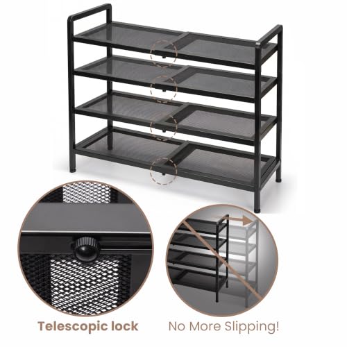 Varhomax 4-Tier Expandable Shoe Rack for Closet & Entryway, Adjustable & Space-Saving